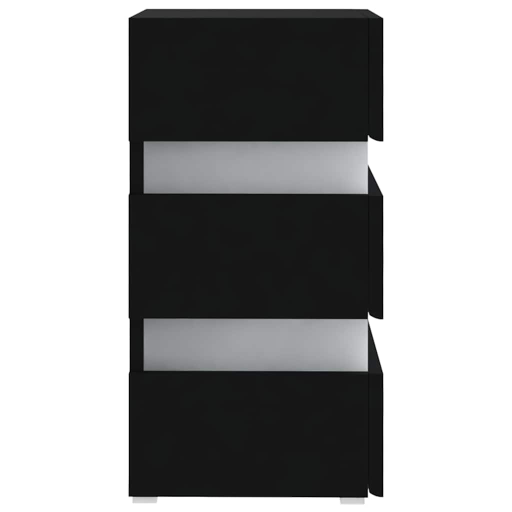 sengebord med LED 45x35x67 cm konstrueret træ sort