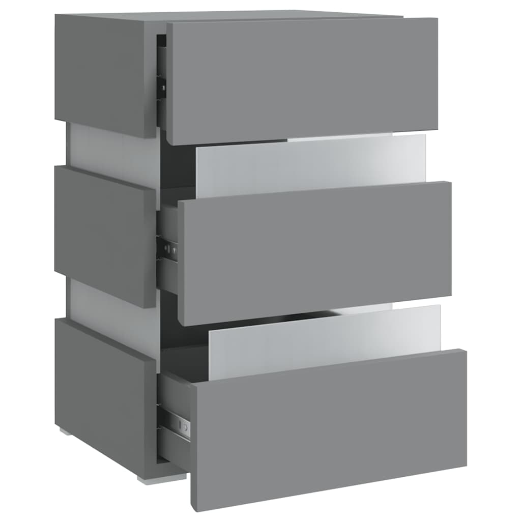 sengebord med LED 45x35x67 cm konstrueret træ grå