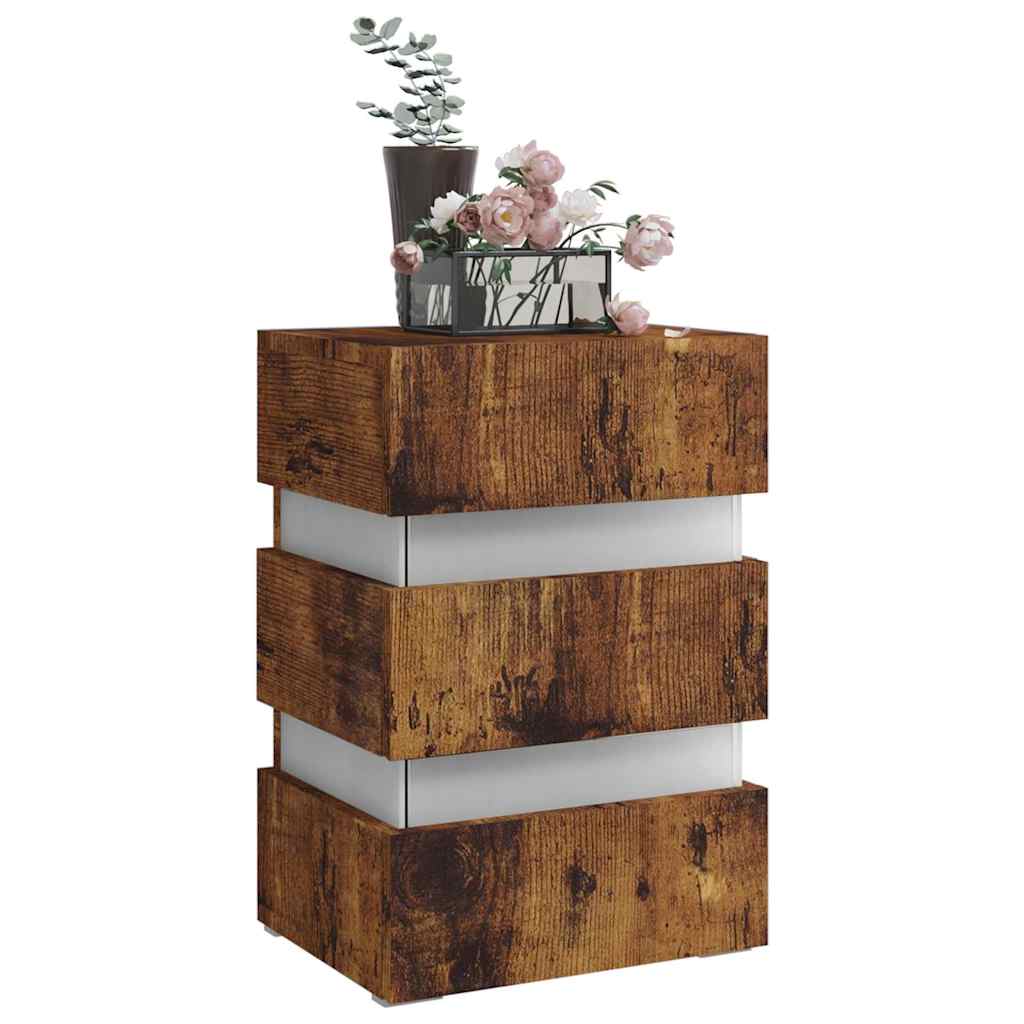 sengebord 45x35x67 cm konstrueret træ røget egetræsfarve