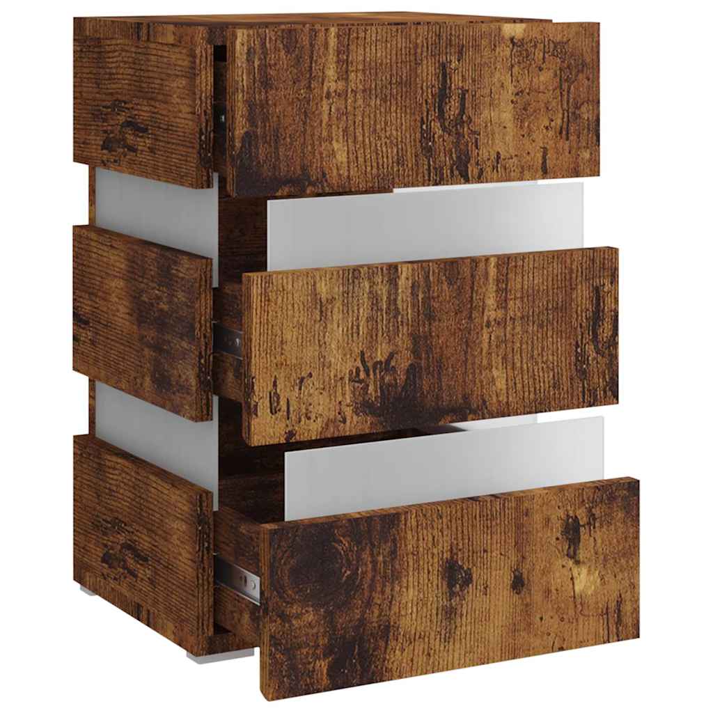 sengebord 45x35x67 cm konstrueret træ røget egetræsfarve