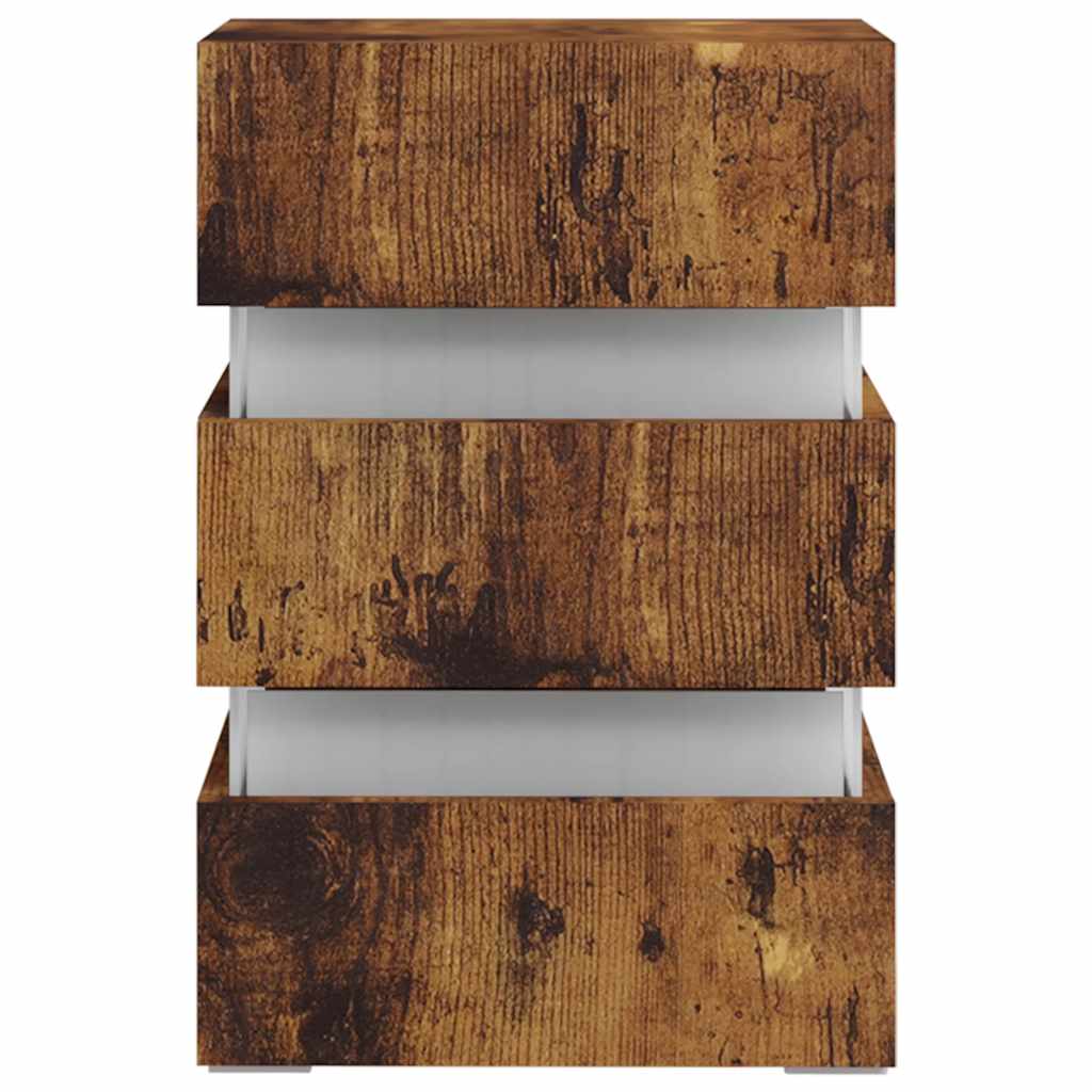 sengebord 45x35x67 cm konstrueret træ røget egetræsfarve