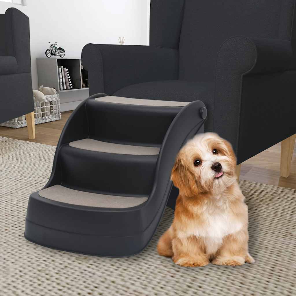 foldbar hundetrappe 3 trin sort billede