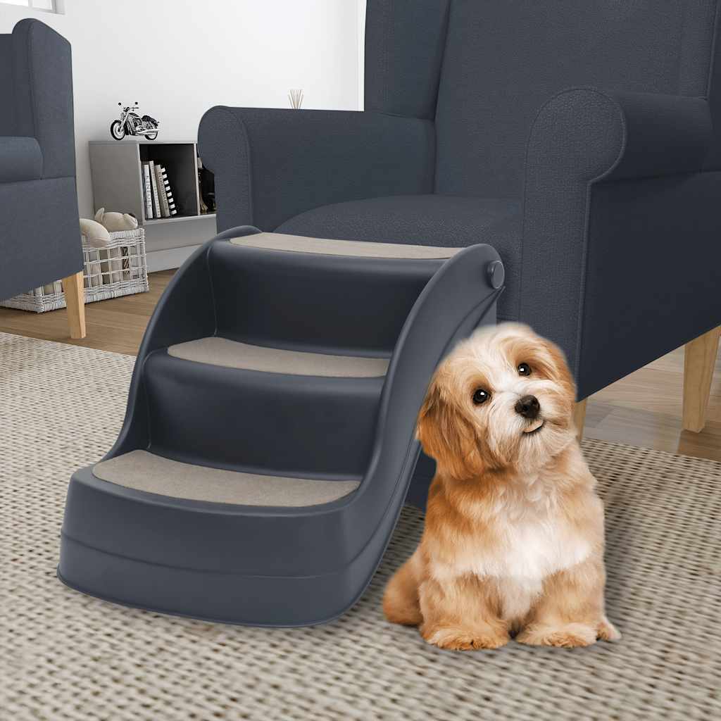 foldbar hundetrappe 3 trin mørkegrå billede