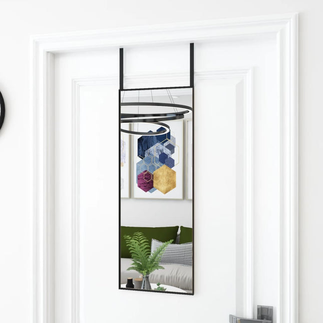 dørspejl 30x80 cm glas og aluminium sort