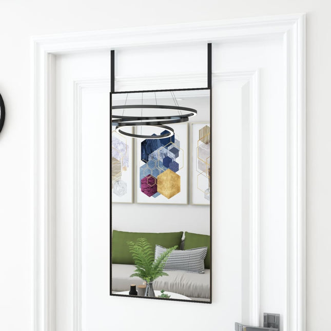 dørspejl 40x80 cm glas og aluminium sort
