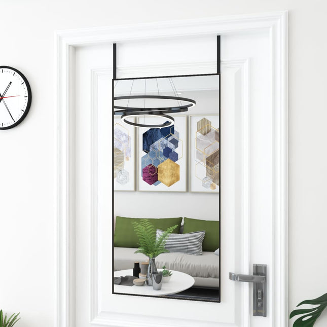dørspejl 50x100 cm glas og aluminium sort