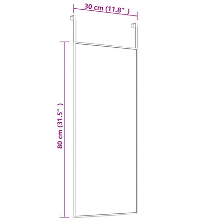 dørspejl 30x80 cm glas og aluminium guldfarvet