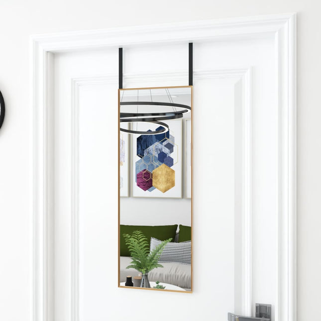 dørspejl 30x80 cm glas og aluminium guldfarvet