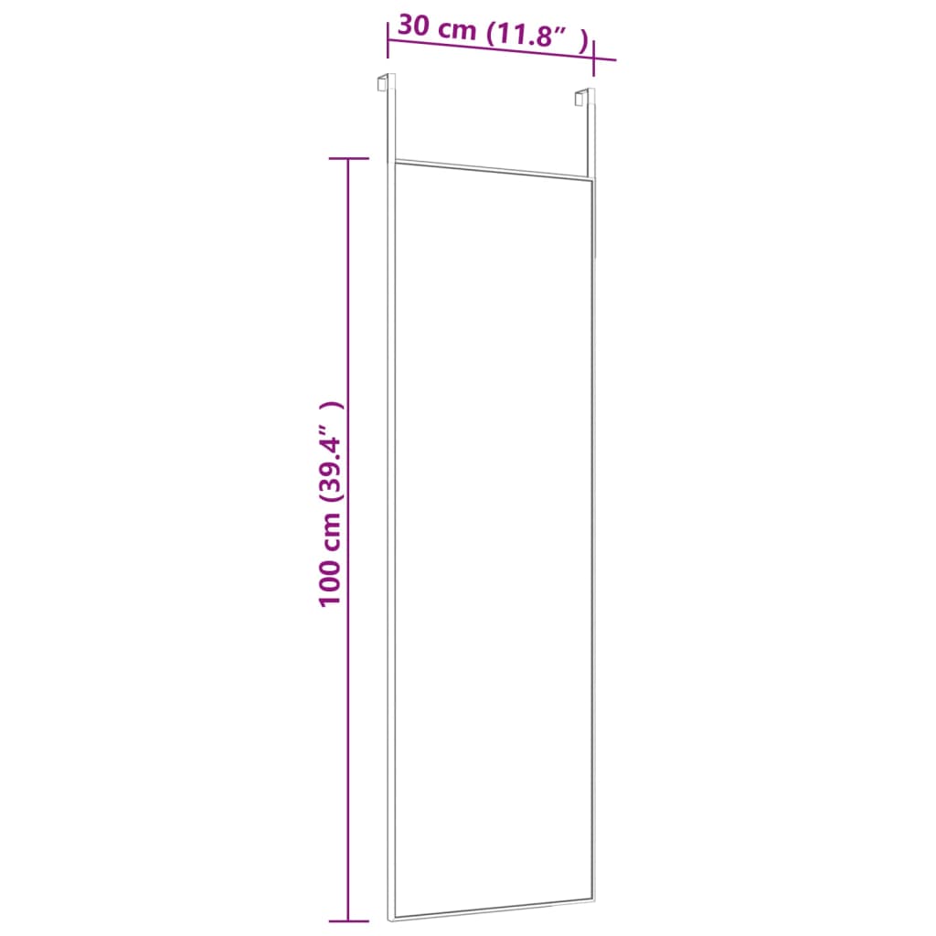 dørspejl 30x100 cm glas og aluminium guldfarvet