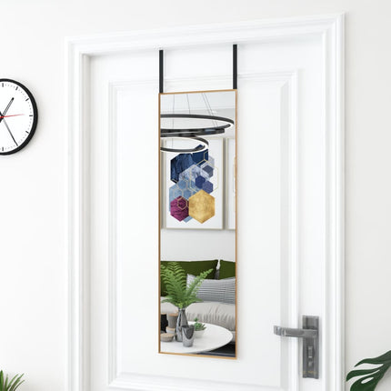 dørspejl 30x100 cm glas og aluminium guldfarvet