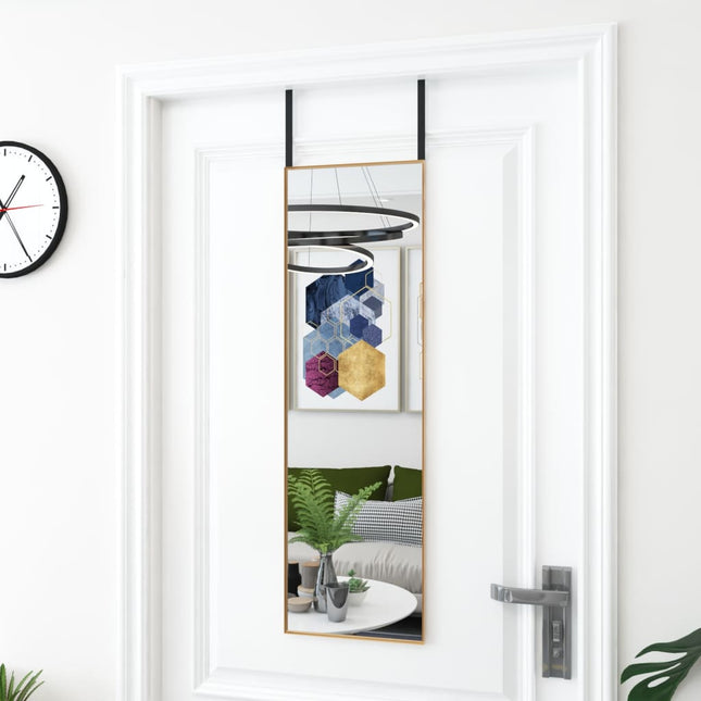 dørspejl 30x100 cm glas og aluminium guldfarvet