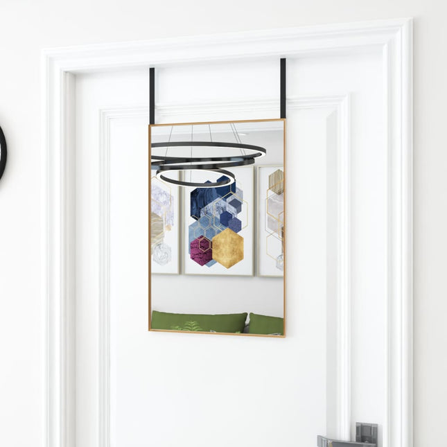 dørspejl 40x60 cm glas og aluminium guldfarvet