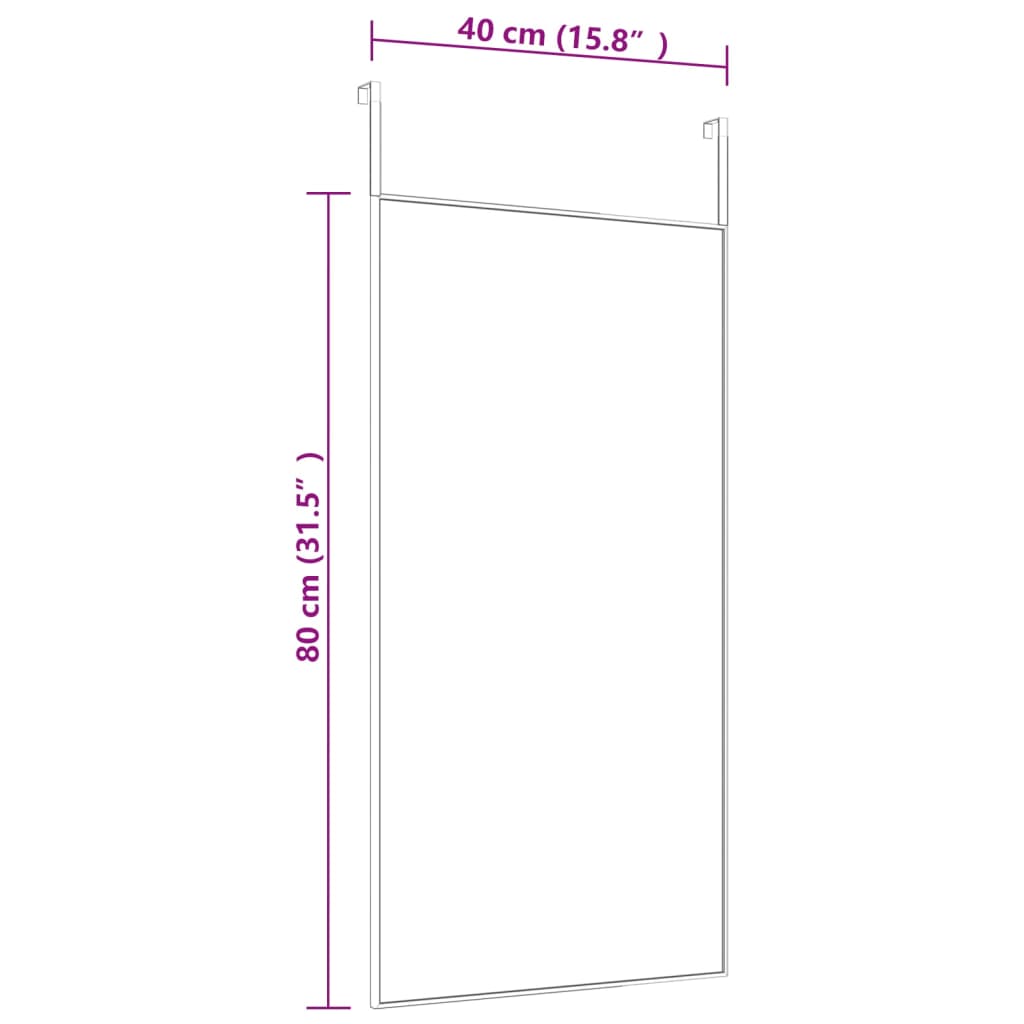 dørspejl 40x80 cm glas og aluminium guldfarvet