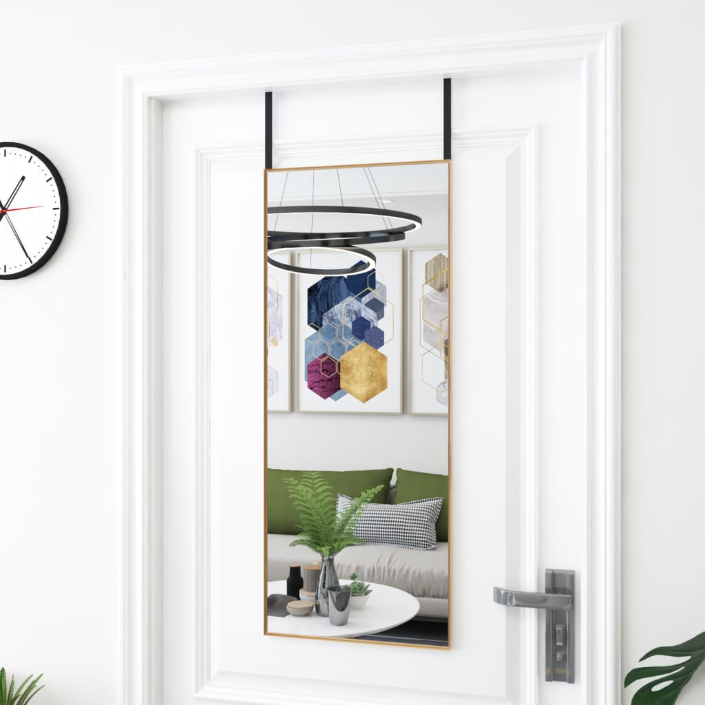 dørspejl 40x100 cm glas og aluminium guldfarvet