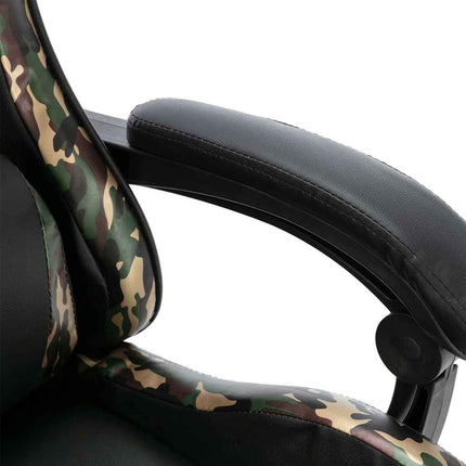 gamerstol med fodstøtte kunstlæder sort og camouflage