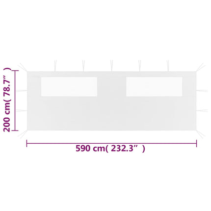 pavillonvæg med vinduer 6x2 m hvid