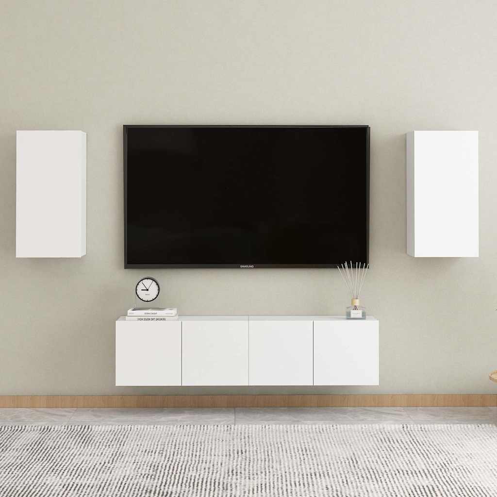 tv-borde 2 stk. 30,5x30x60 cm konstrueret træ hvid