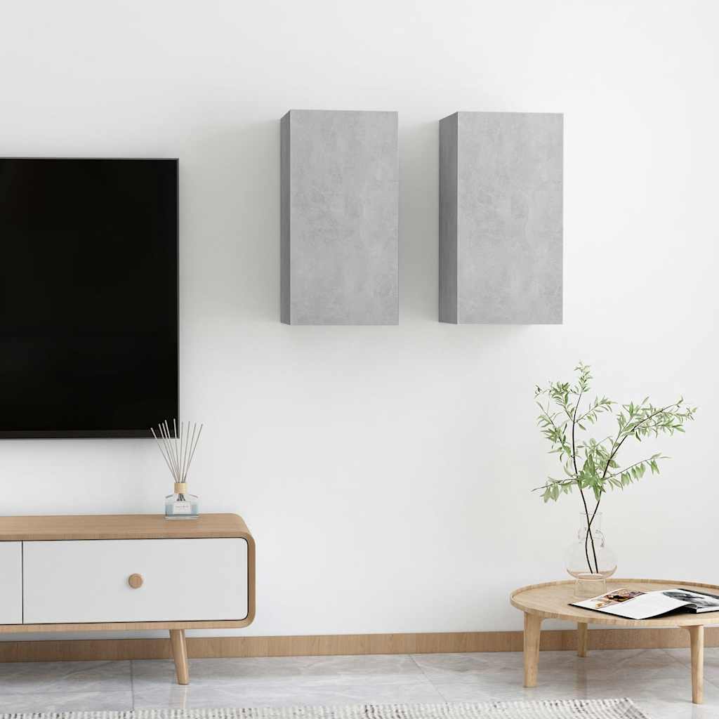 tv-borde 2 stk. 30,5x30x60 cm konstrueret træ betongrå