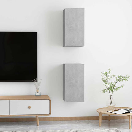 tv-borde 2 stk. 30,5x30x60 cm konstrueret træ betongrå