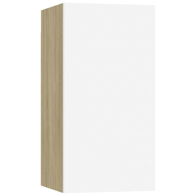 tv-bord 30,5x30x60 cm konstrueret træ hvid og sonoma-eg
