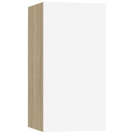 tv-bord 30,5x30x60 cm konstrueret træ hvid og sonoma-eg