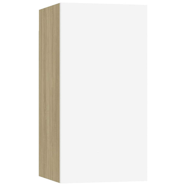 tv-bord 30,5x30x60 cm konstrueret træ hvid og sonoma-eg