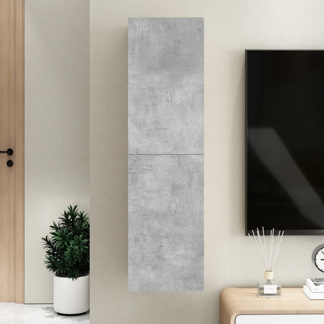 tv-bord 30,5x30x110 cm konstrueret træ betongrå