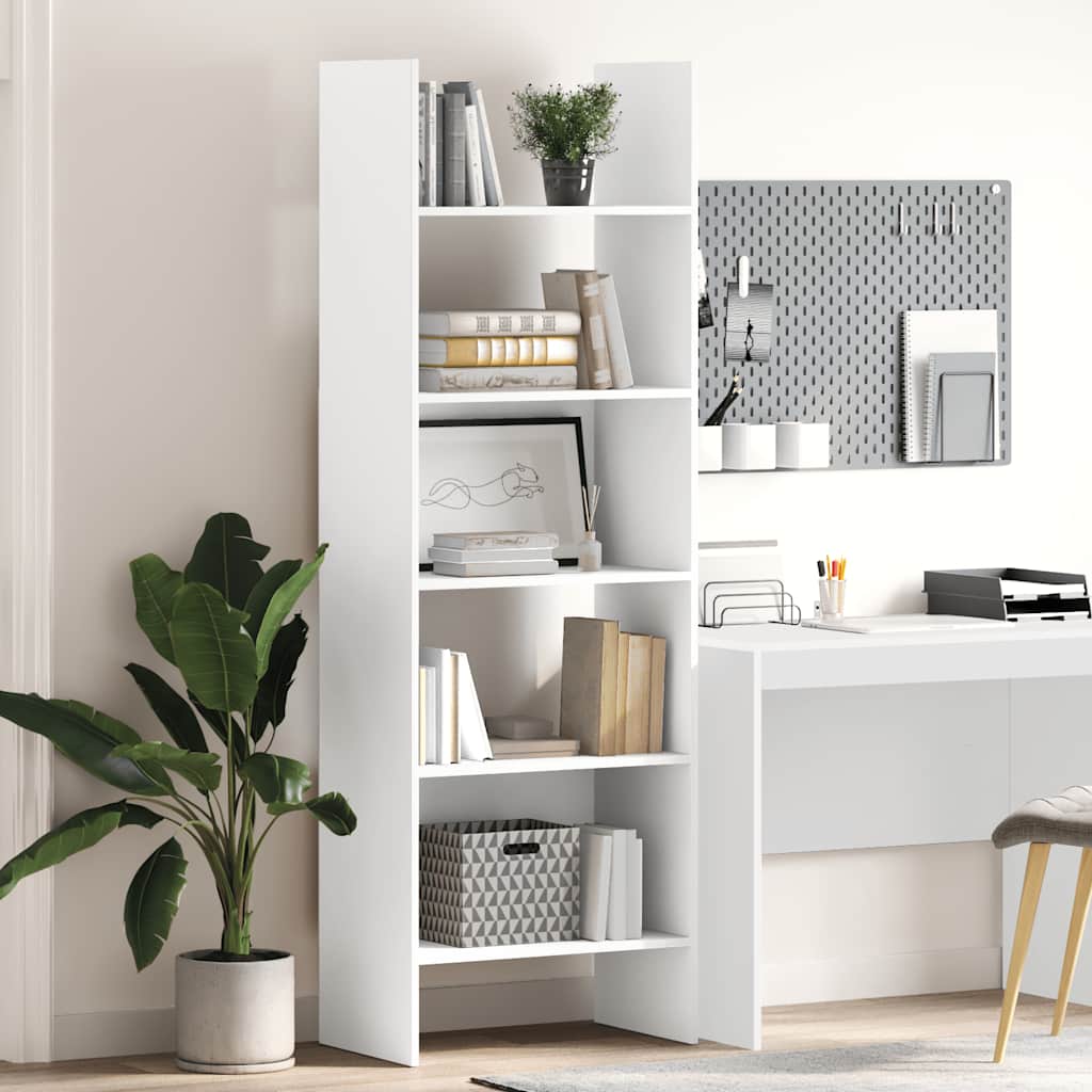 Bogreol i hvid - 60 × 35 × 180 cm, konstrueret træ