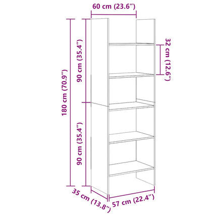 bogreol 60x35x180 cm konstrueret træ sort