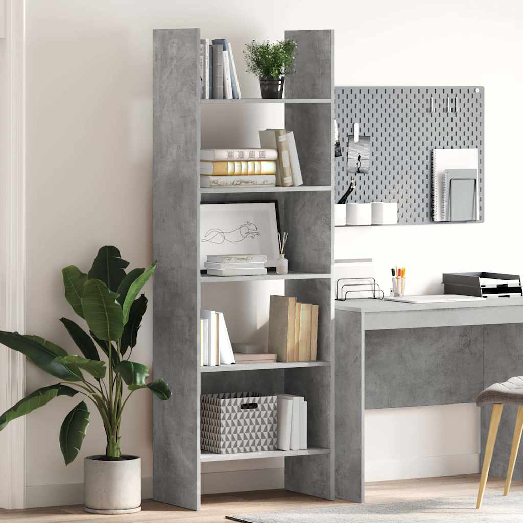 bogreol 60x35x180 cm konstrueret træ betongrå