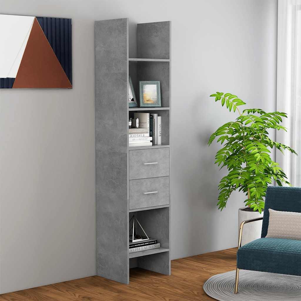 bogreol 40x35x180 cm konstrueret træ betongrå billede