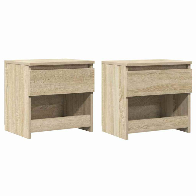 sengeborde 2 stk. 40x30x39 cm konstrueret træ sonoma-eg