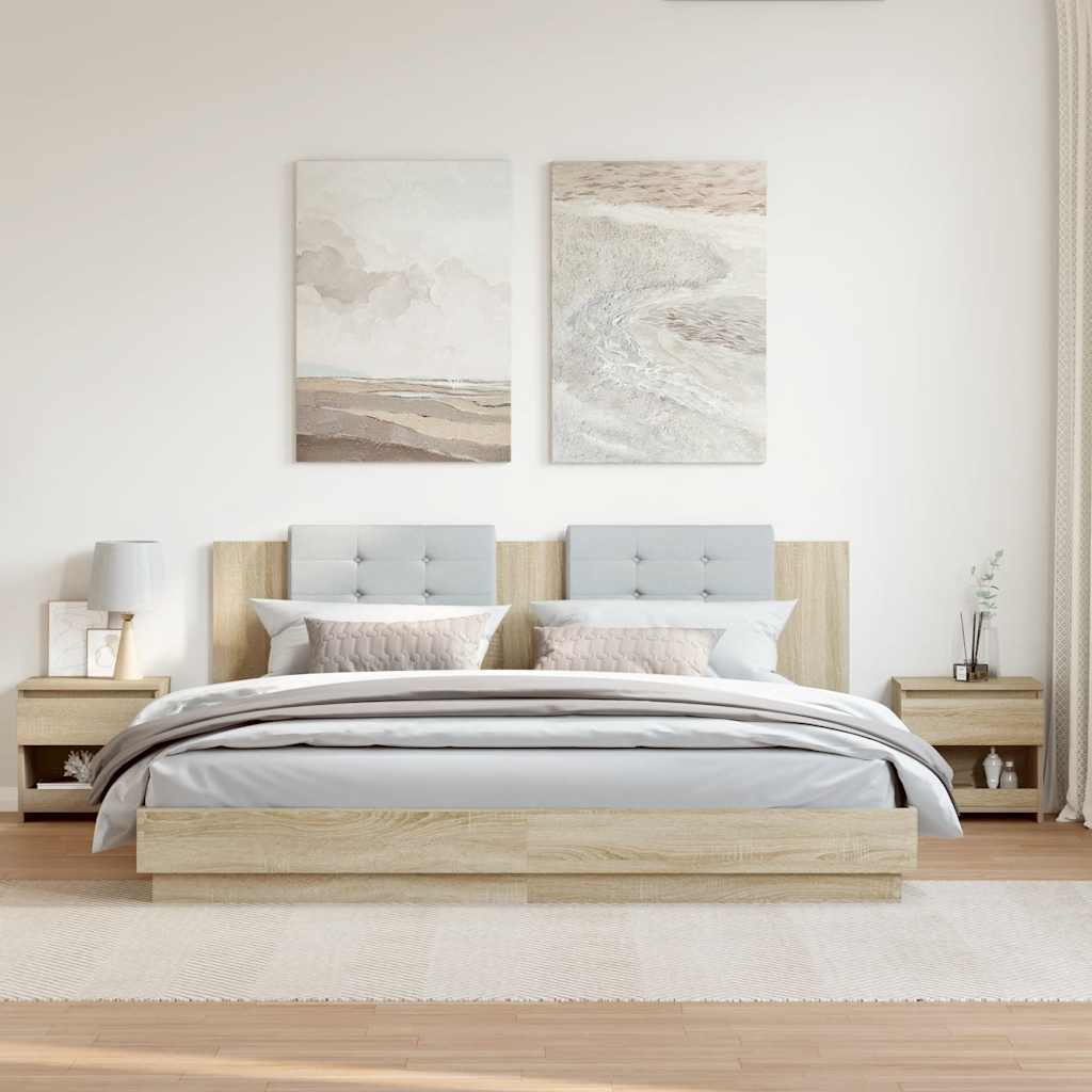 sengeborde 2 stk. 40x30x39 cm konstrueret træ sonoma-eg