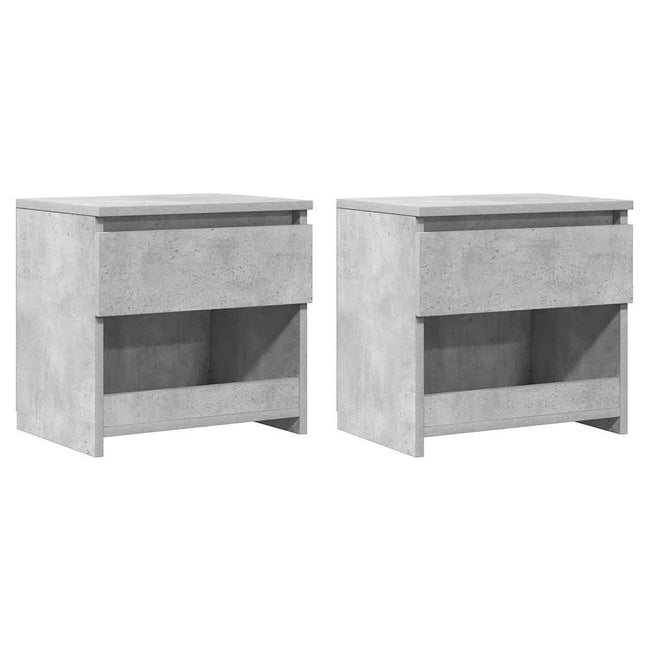 sengeborde 2 stk. 40x30x39 cm konstrueret træ betongrå
