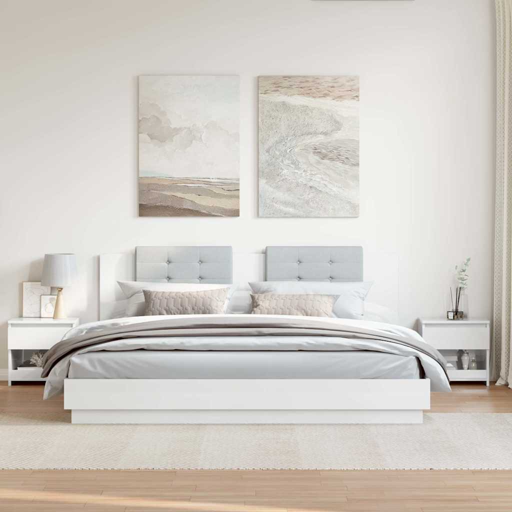 sengeborde 2 stk. 40x30x39 cm konstrueret træ hvid højglans