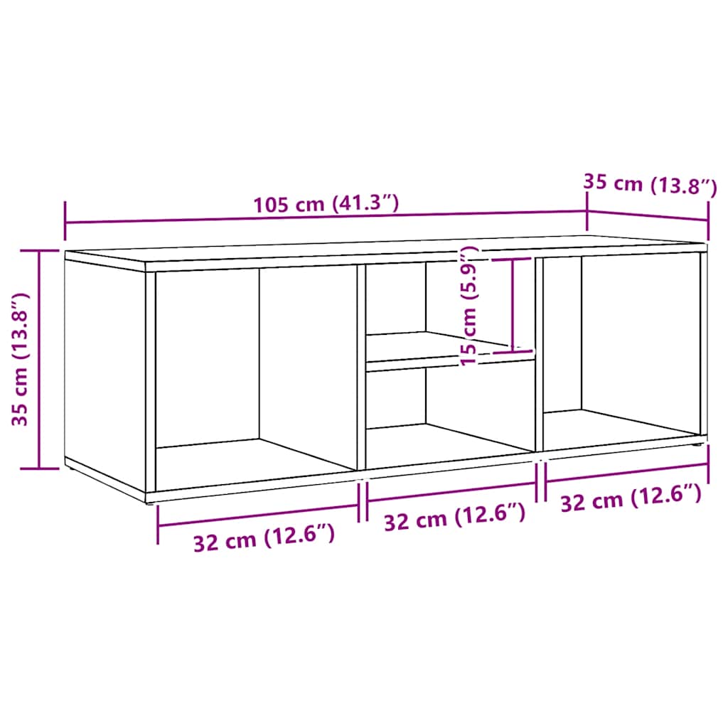 skoreol 105x35x35 cm konstrueret træ betongrå