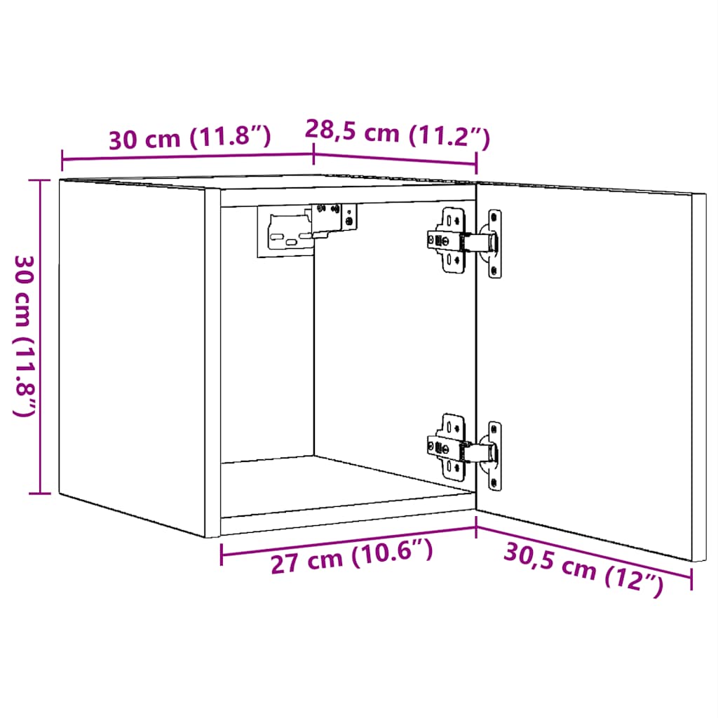 væghængt tv-skab 30,5x30x30 cm betongrå