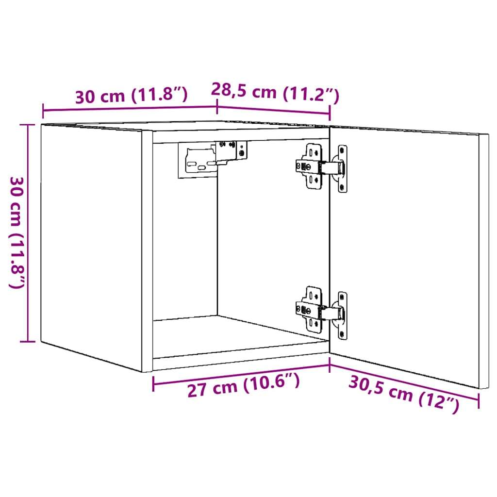 væghængte tv-skabe 4 stk. 30,5x30x30 cm betongrå