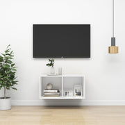 væghængt tv-bord 37x37x72 cm konstrueret træ hvid