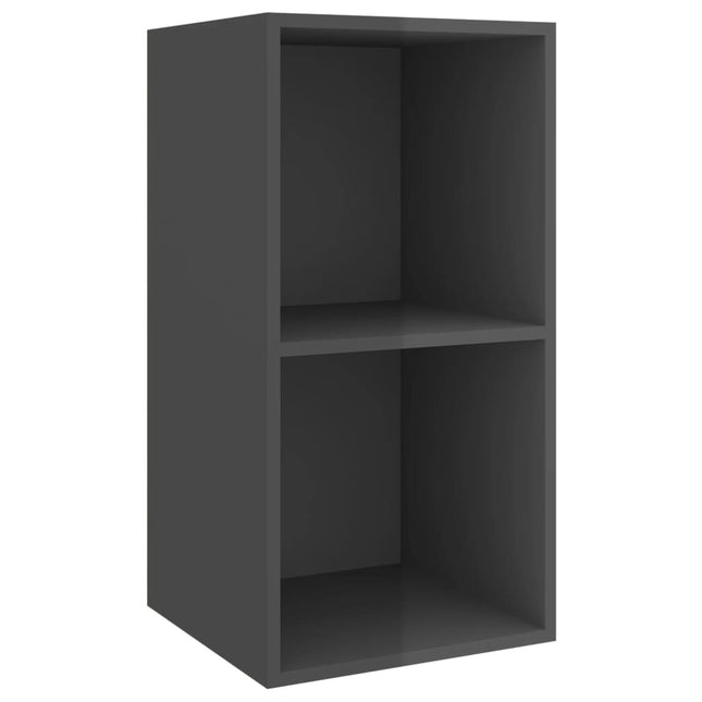 væghængt tv-bord 37x37x72 cm konstrueret træ grå højglans