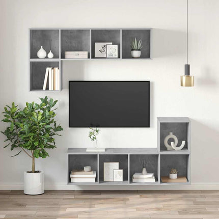 væghængt tv-skab 37x37x107 cm konstrueret træ betongrå