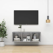 væghængt tv-skab 37x37x107 cm konstrueret træ betongrå