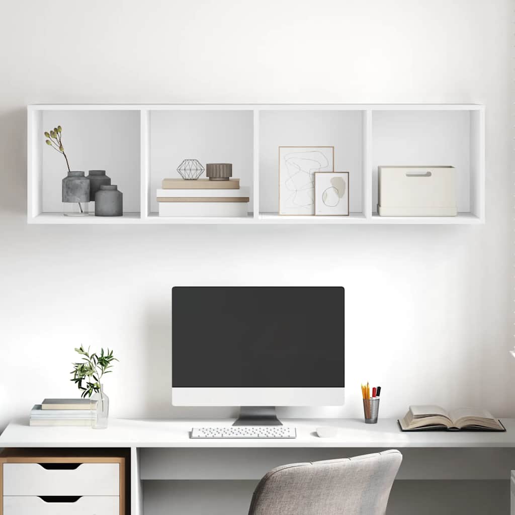 væghængt tv-skab 37x37x142,5 cm konstrueret træ hvid