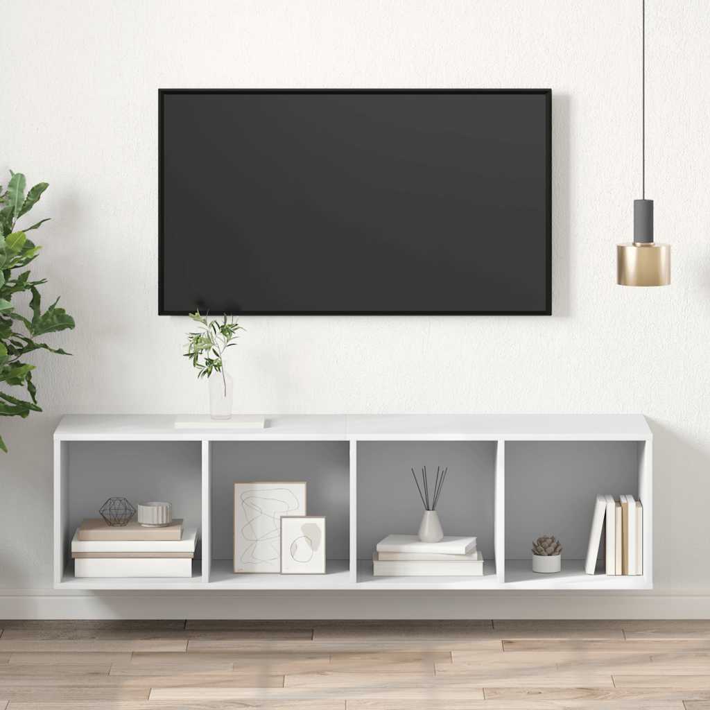 væghængt tv-skab 37x37x142,5 cm konstrueret træ hvid