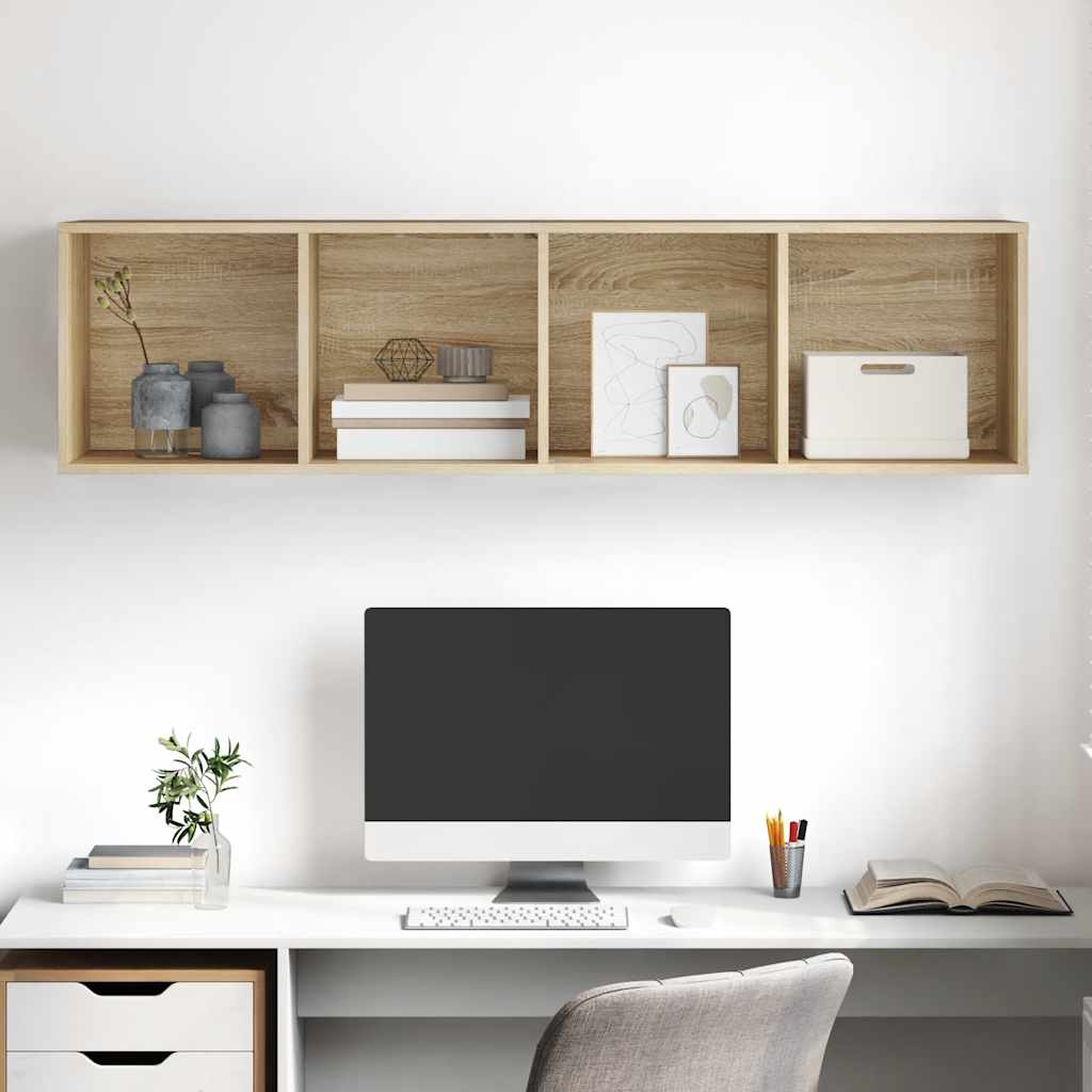 væghængt tv-skab 37x37x142,5 cm konstrueret træ sonoma-eg