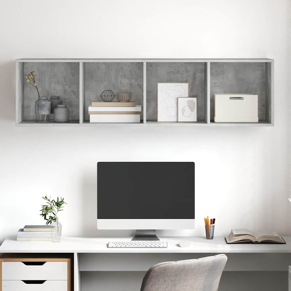 væghængt tv-skab 37x37x142,5 cm konstrueret træ betongrå