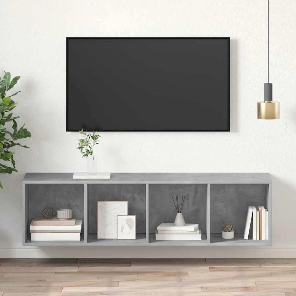 væghængt tv-skab 37x37x142,5 cm konstrueret træ betongrå