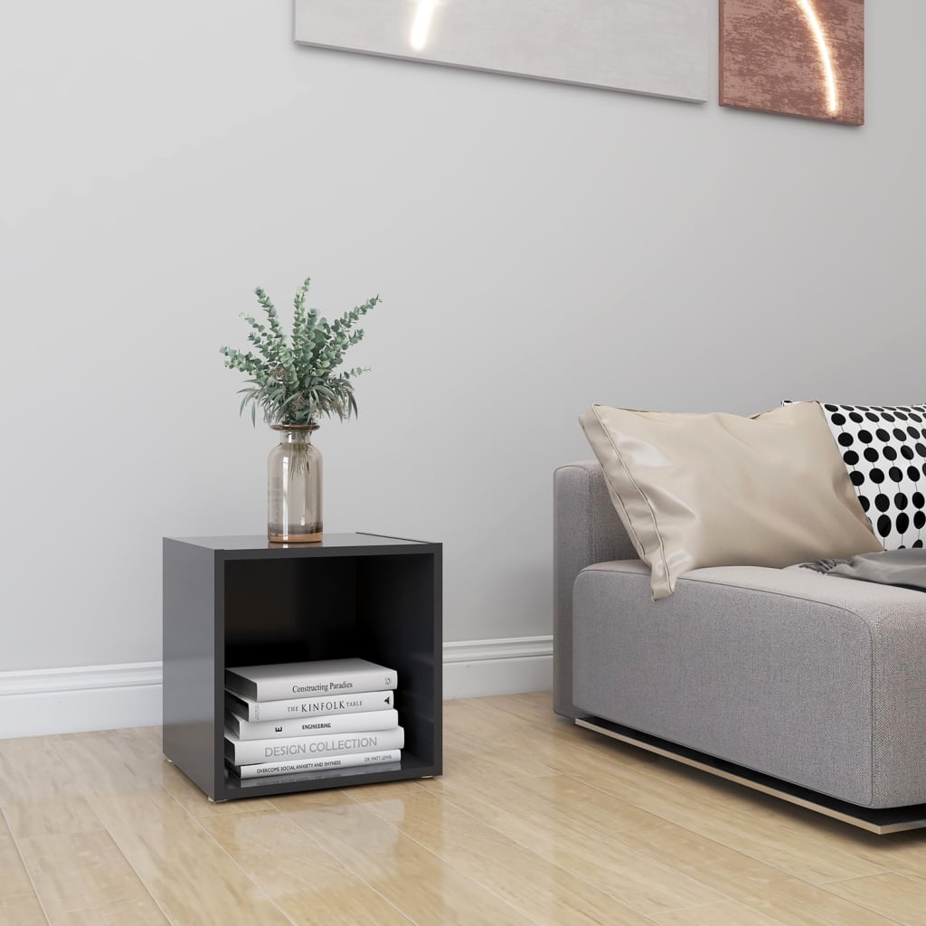 tv-bord 37x35x37 cm konstrueret træ grå