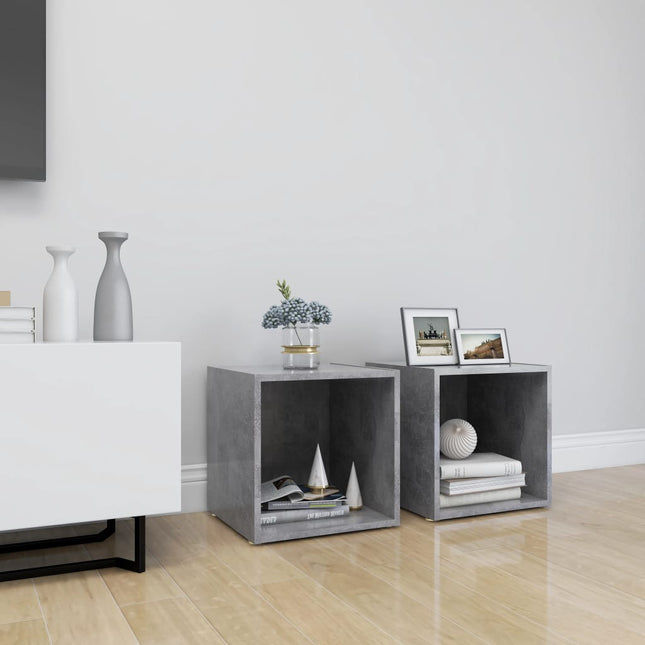tv-borde 2 stk. 37x35x37 cm konstrueret træ betongrå
