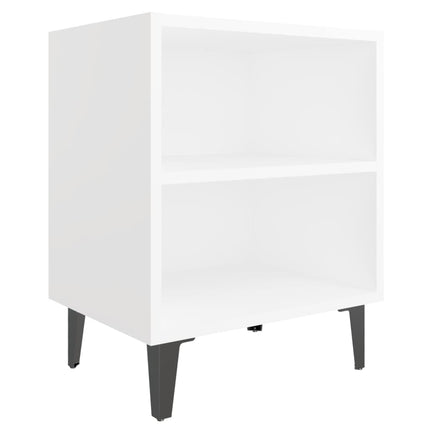 sengeborde 2 stk. med metalben 40x30x50 cm hvid